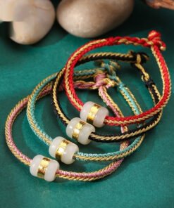 Hetian Jade 999 Gold Bracelet Hand-woven