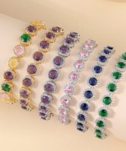 Fashion Gold-plated Inlaid Zircon Hollow Round Bracelet