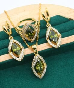 Anti-allergy AAA Zircon Necklace Earring Ring Jewelry Suit