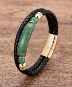 Magnetic Buckle Leather Double Joint Braided Bracelet