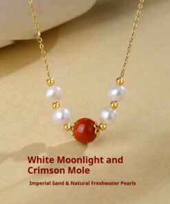 Women's Sterling Silver Cinnabar Red Bean Necklace