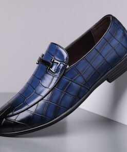 Men's Plaid Light Luxury Plus Size Rubber Sole Lightweight Leather Shoes