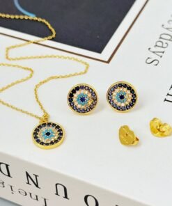 Devil's Eye Necklace Simple Zircon Stud Earrings