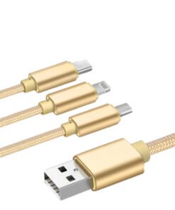 3 In 1 Usb Mobile Phone Data Cable- Black